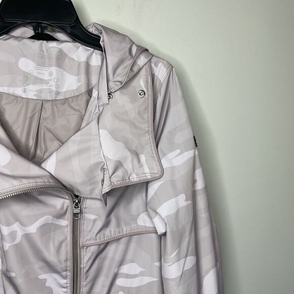 CALVIN KLEIN Performance Jacket Womens Small Pink Camo Full Zip Moto Hooded - Picture 2 of 8